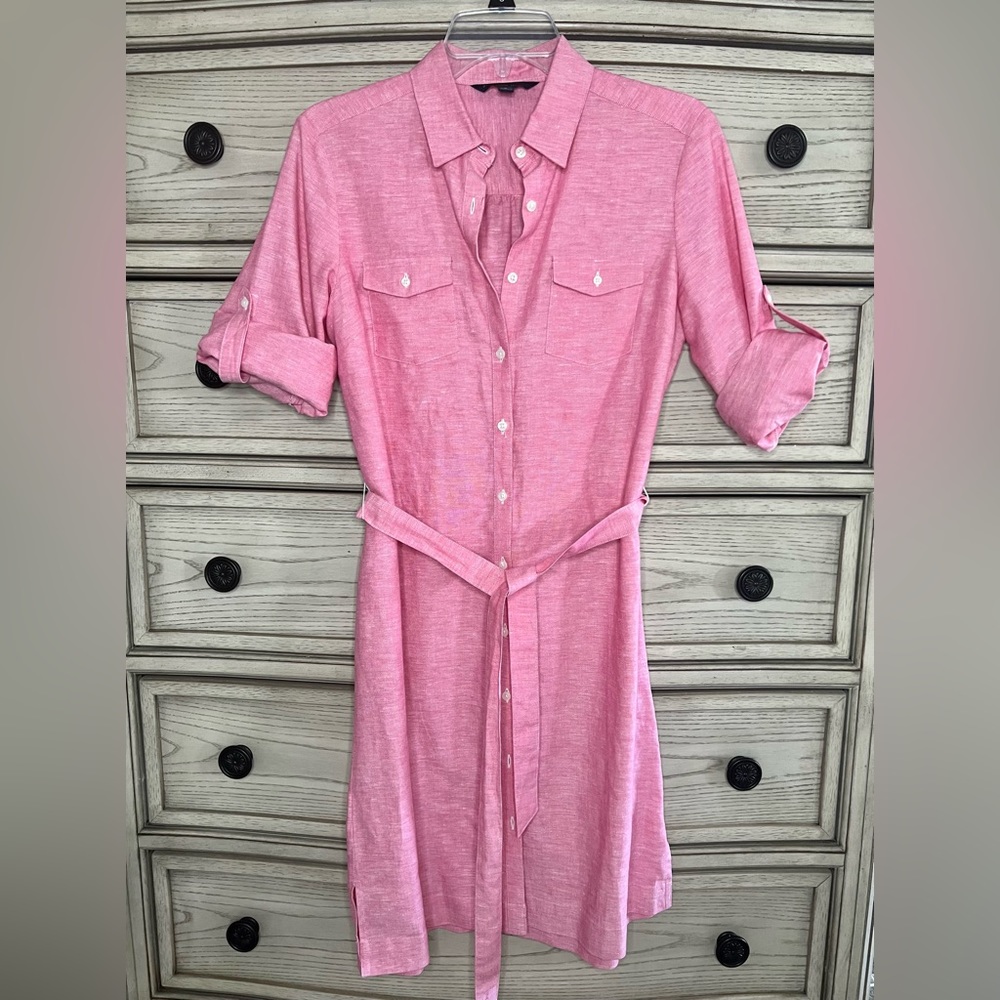 Brooks Brothers linen button down shirt dress. Size 6